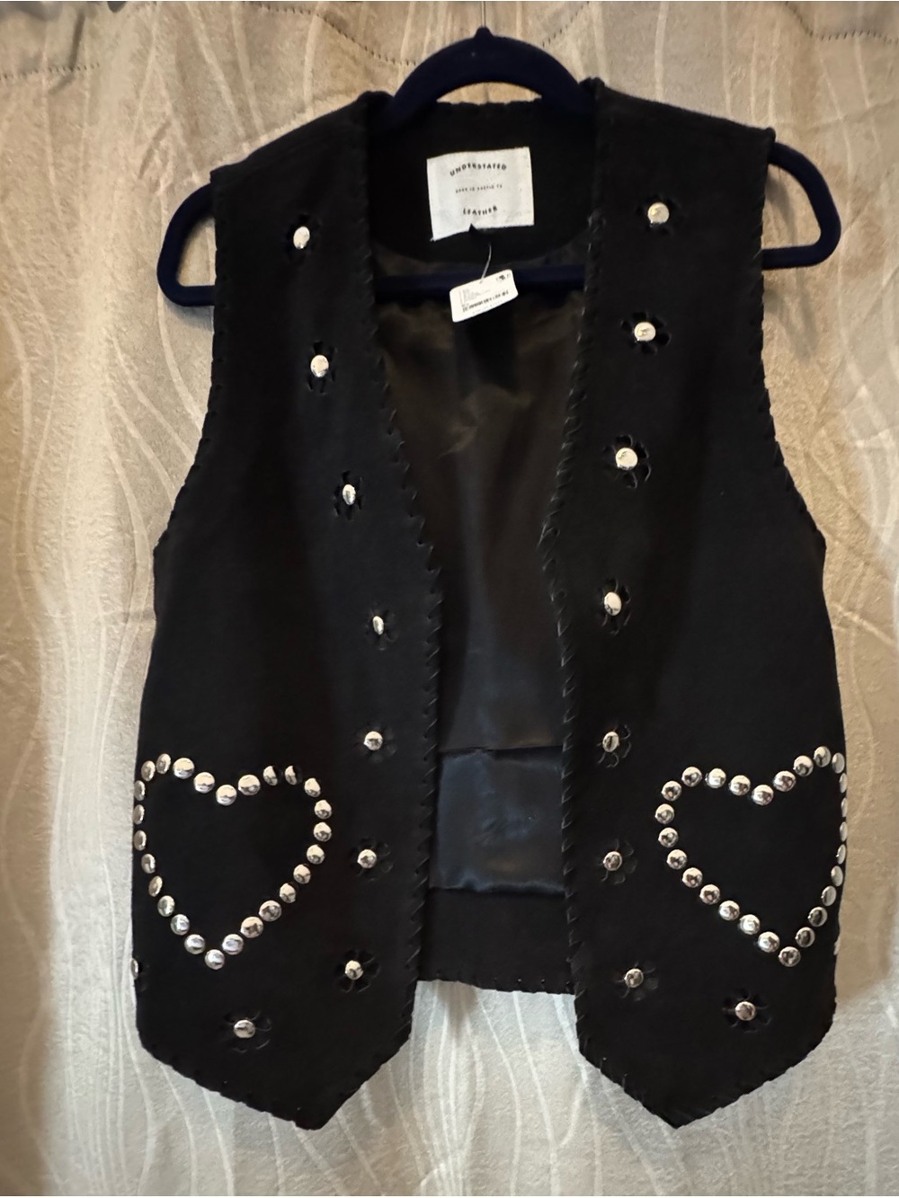 Free People Black Studded Heart Vest